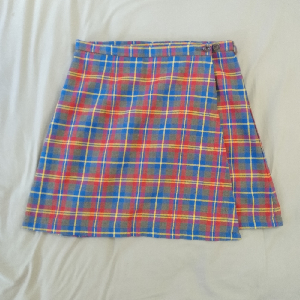 Plaid wrap skirt